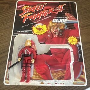 GI Joe 1993‎ Street Fighter Ken Masters On Card - Missing Weapons